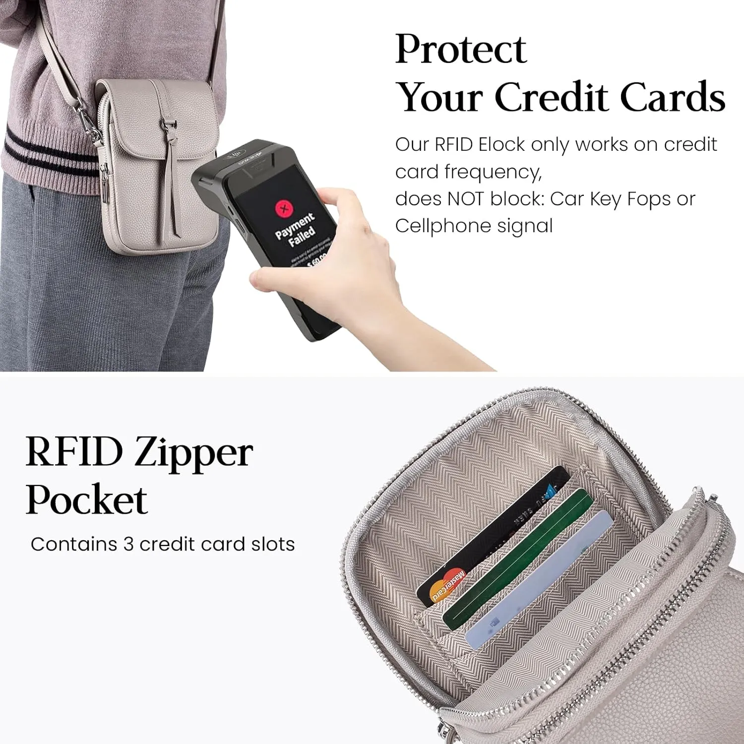 befen Genuine Leather Small Crossbody Bags for Women, Multi Pocket Cell Phone Crossbody Purse with RFID Blocking Card Slots