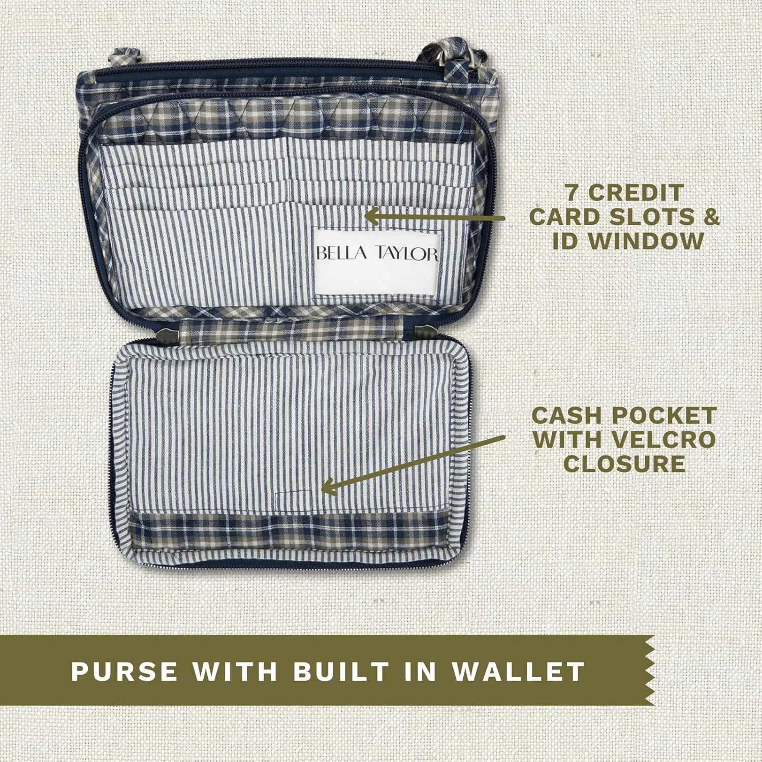 Bella Taylor Essentials Crossbody Purse with Built In Wallet