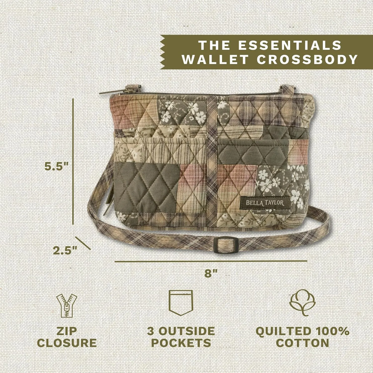 Bella Taylor Essentials Crossbody Purse with Built In Wallet