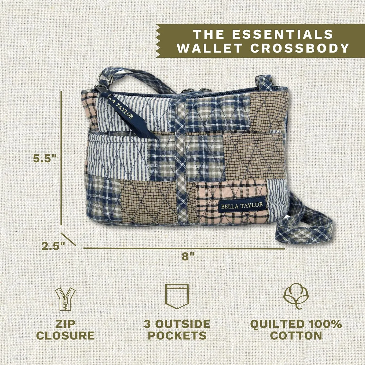 Bella Taylor Essentials Crossbody Purse with Built In Wallet