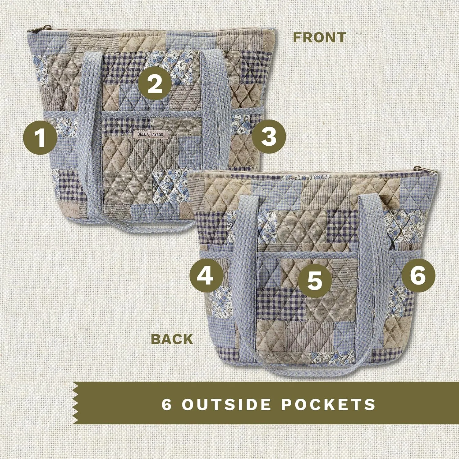 Bella Taylor Stride Tote | Lightweight Quilted Fabric Handbags for Women