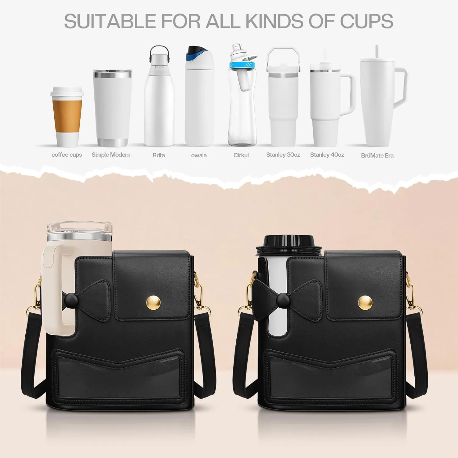 belle&birdie Crossbody Bag for Stanley Cup Purse, Outdoor Portable Water Bottle Holder with Adjustable Shoulder Strap