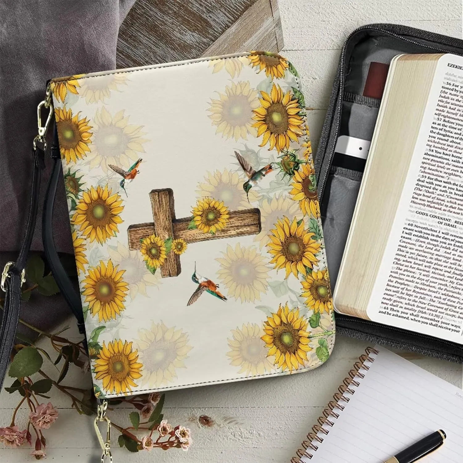 Bible Covers Leather Waterproof Carrying Book Case for Women Men Crossbody Bible Case Bible Bag