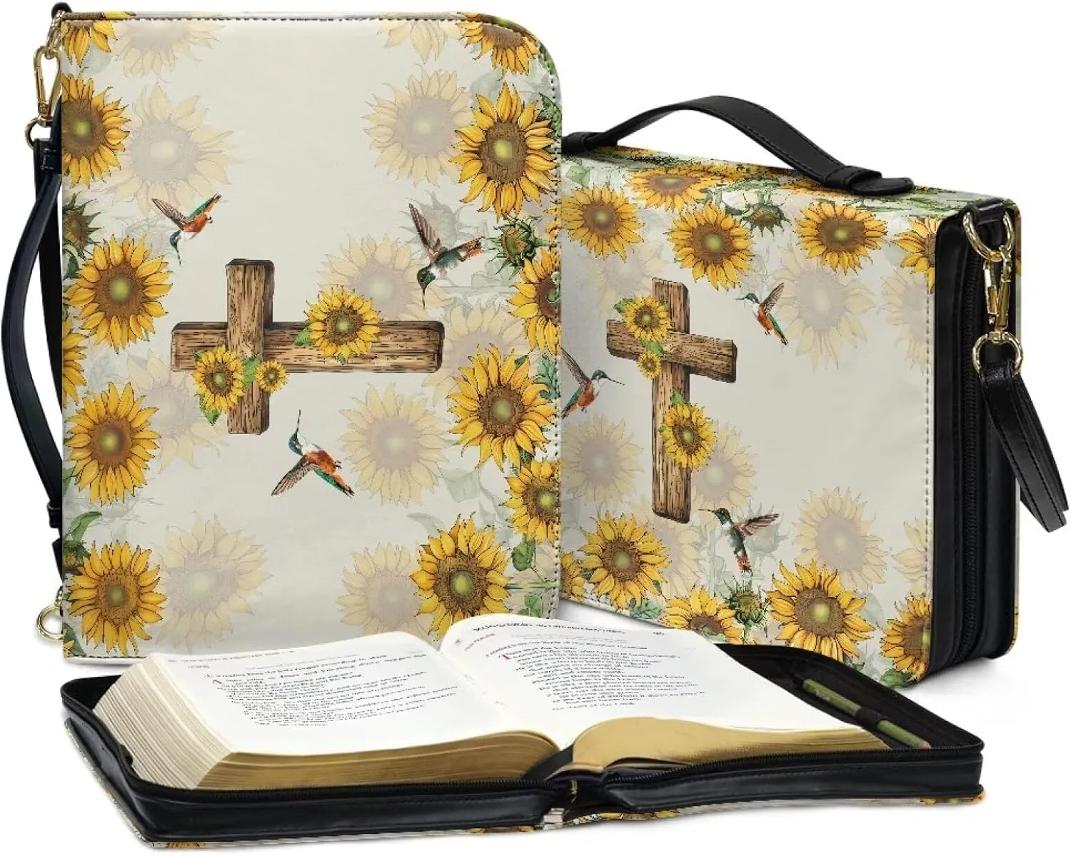 Bible Covers Leather Waterproof Carrying Book Case for Women Men Crossbody Bible Case Bible Bag