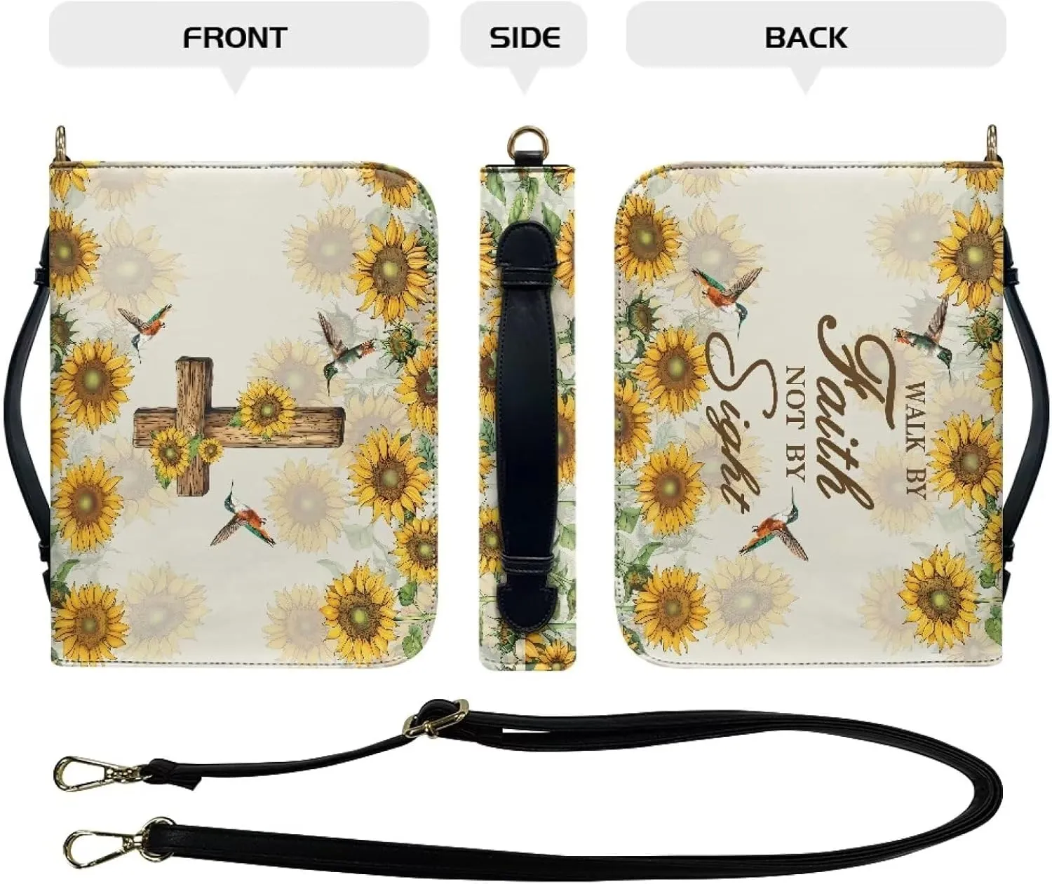 Bible Covers Leather Waterproof Carrying Book Case for Women Men Crossbody Bible Case Bible Bag