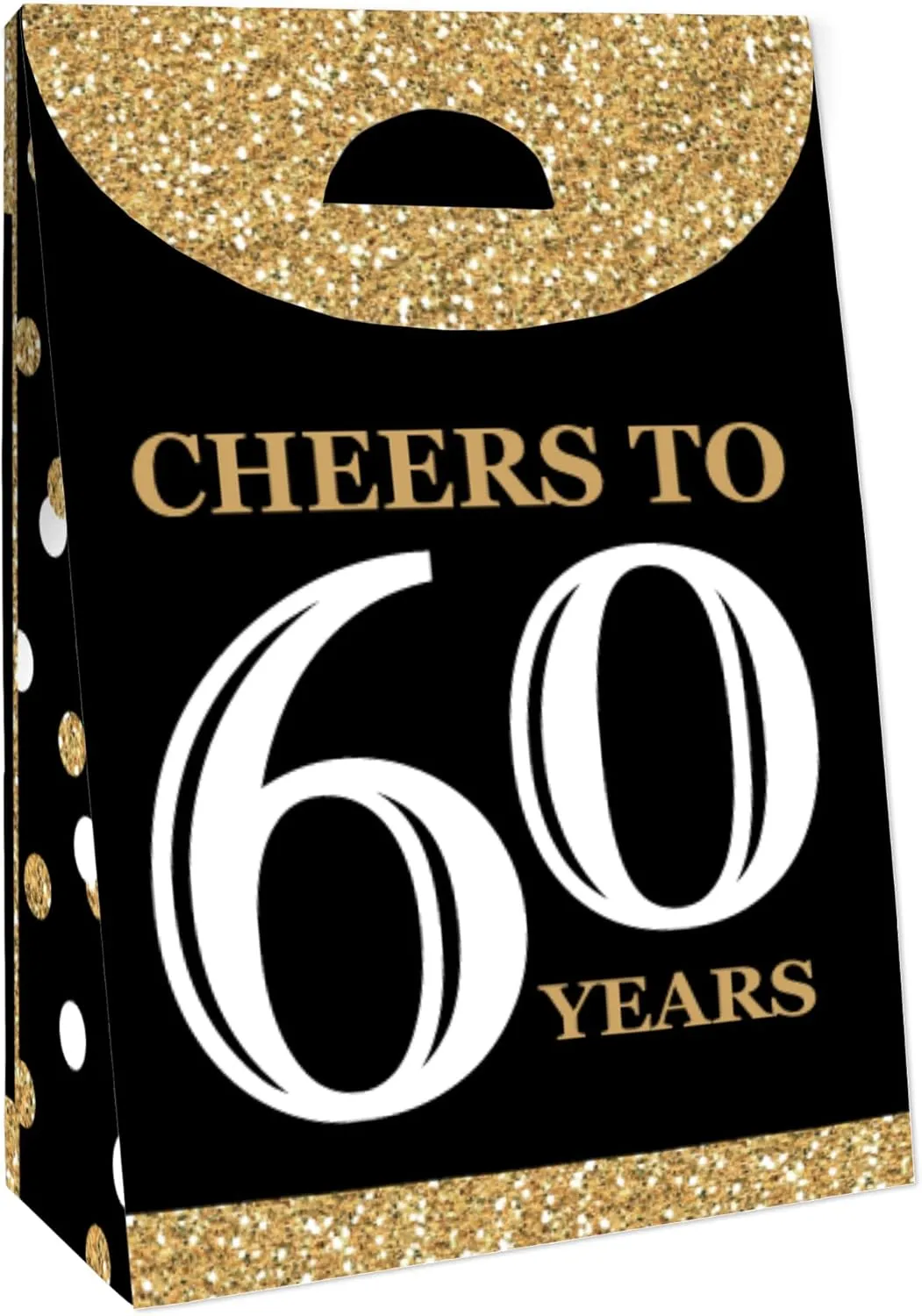 Big Dot of Happiness Adult 60th Birthday - Gold - Birthday Gift Favor Bag - Party Goodie Boxes - Set of 12