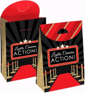 Big Dot of Happiness Red Carpet Hollywood - Movie Night Gift Favor Bags - Party Goodie Boxes - Set of 12