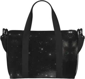 Black and white galaxy Crossbody handbag, travel casual handbag, suitable for work, travel, fitness, tourism, women's zipper storage bag,
