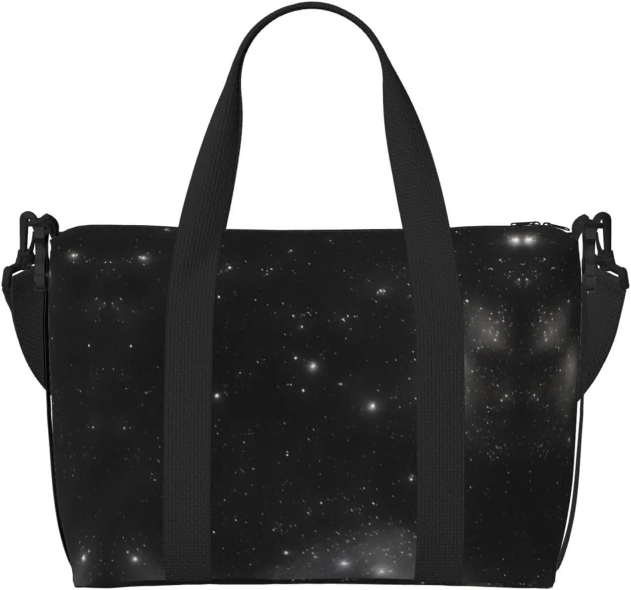Black and white galaxy Crossbody handbag, travel casual handbag, suitable for work, travel, fitness, tourism, women's zipper storage bag,