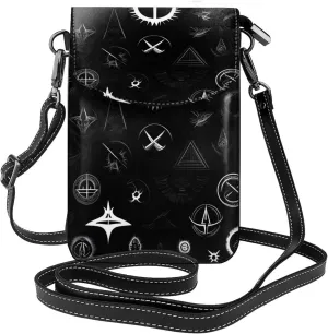 Black And White Universe Crossbody Bag, Leather Crossbody Flap Mobile Phone Bag.* Fashion Tassel Wallet Designed For Women.