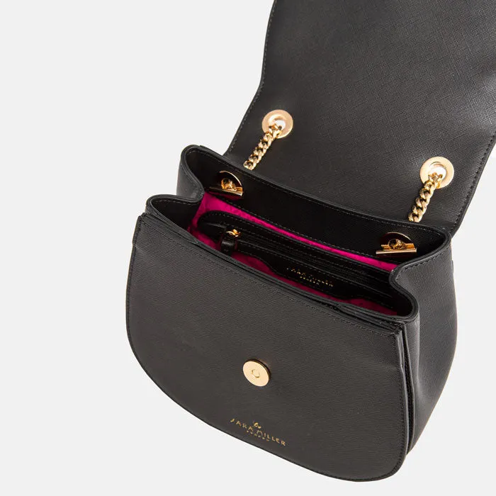 Black Bamboo Gold Chain Crossbody Bag
