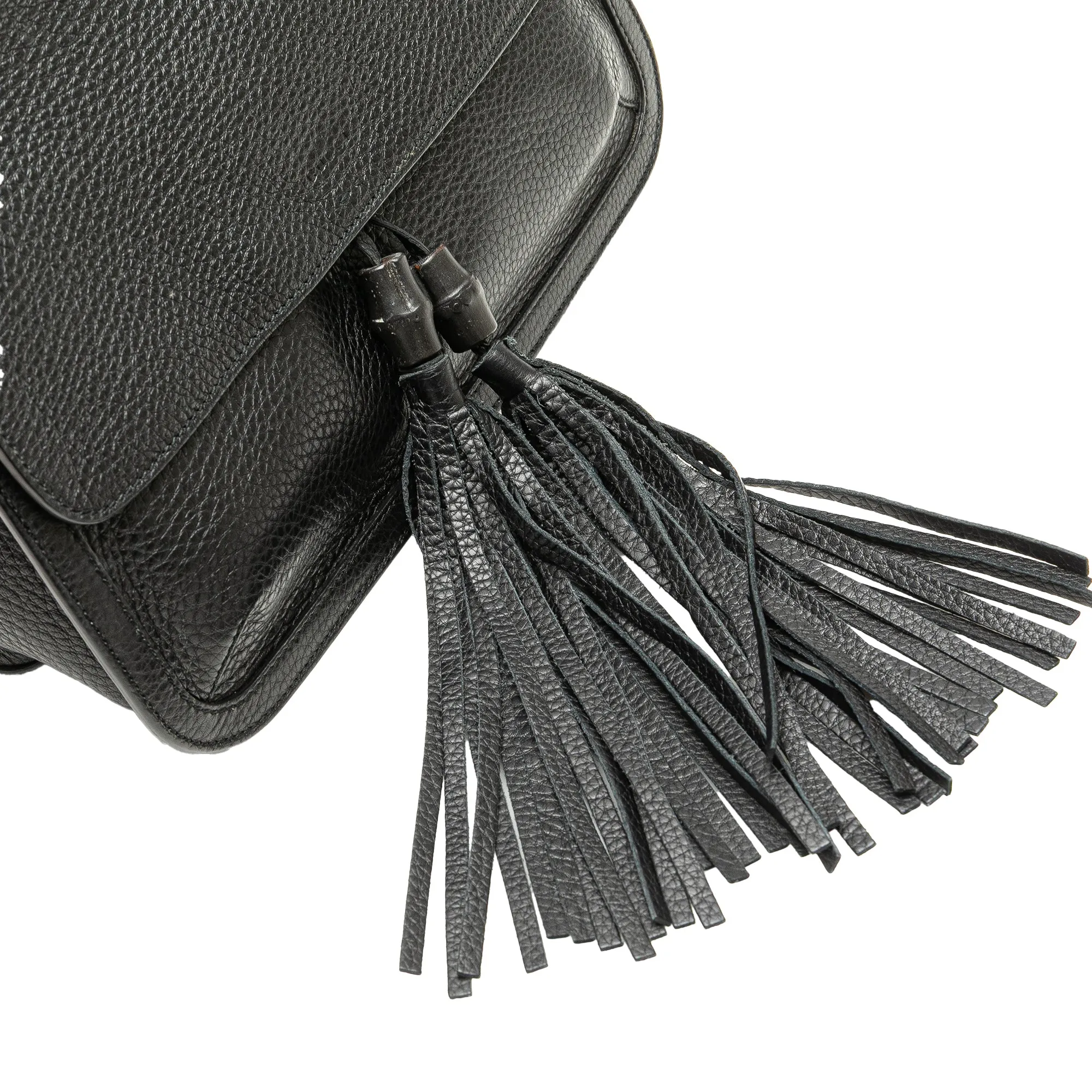 Black Gucci Medium Leather Bamboo Daily Crossbody