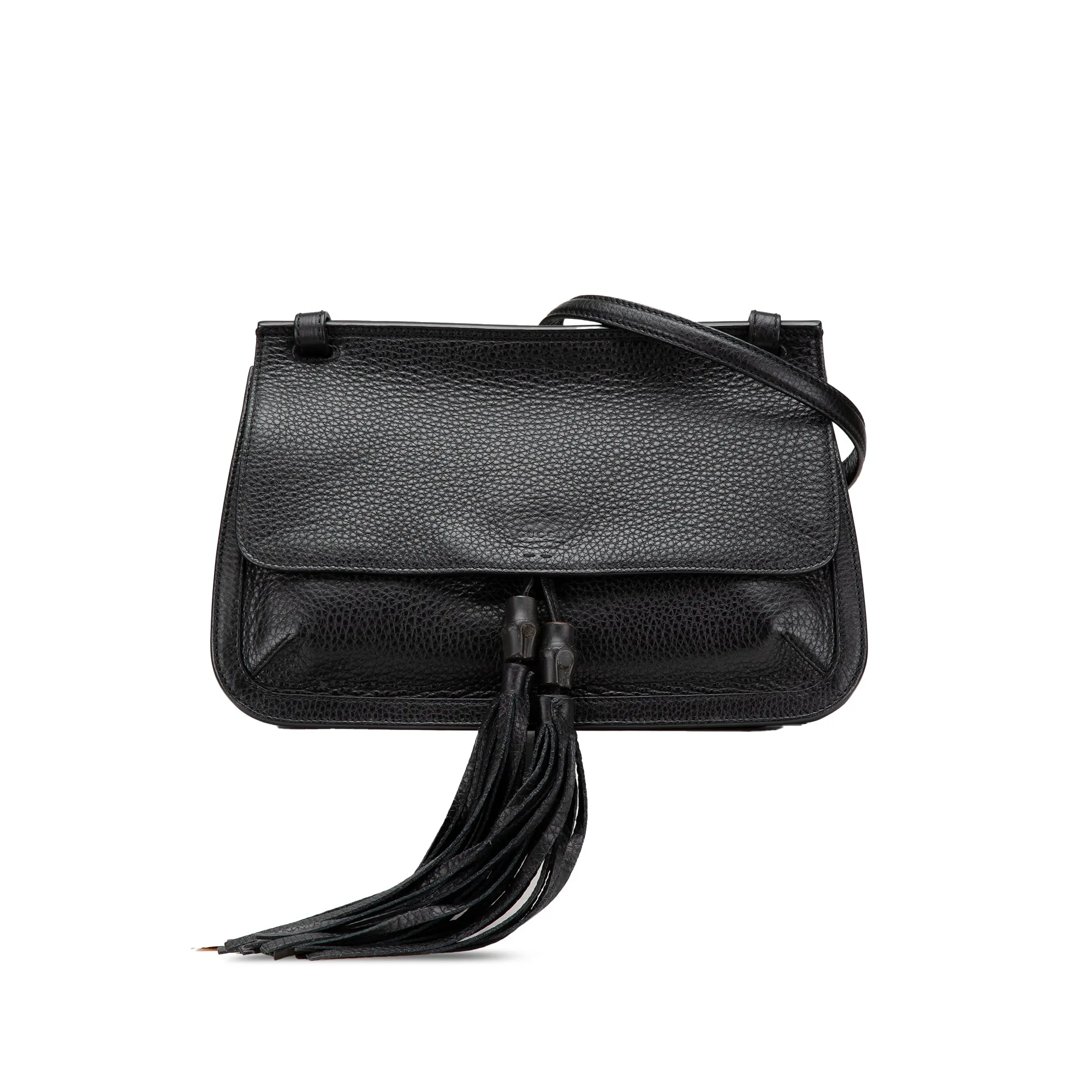 Black Gucci Medium Leather Bamboo Daily Crossbody