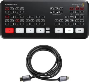 Blackmagic Design ATEM Mini Pro HDMI Live Stream Switcher, Bundle with Gold Series 6' HDMI 2.0 Cable with Ethernet