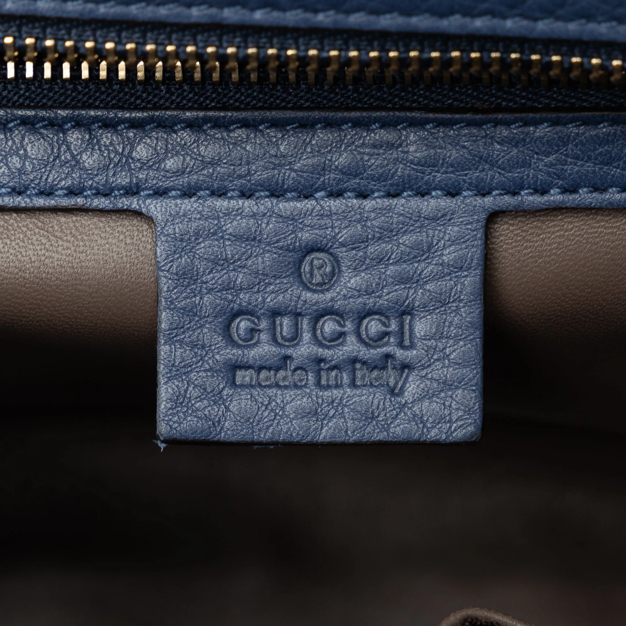 Blue Gucci Medium Miss Bamboo Leather Crossbody