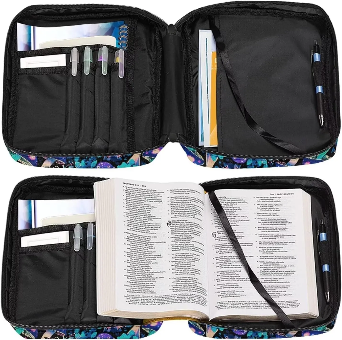Blue Mushrooms Bible Case for Girls Stylish Bible Tote Bag for Women Girls Cute Bible Book Cover Bible Cover for Men Bible Book Case for Boys Bible Carrying Case for Women Bible Gifts