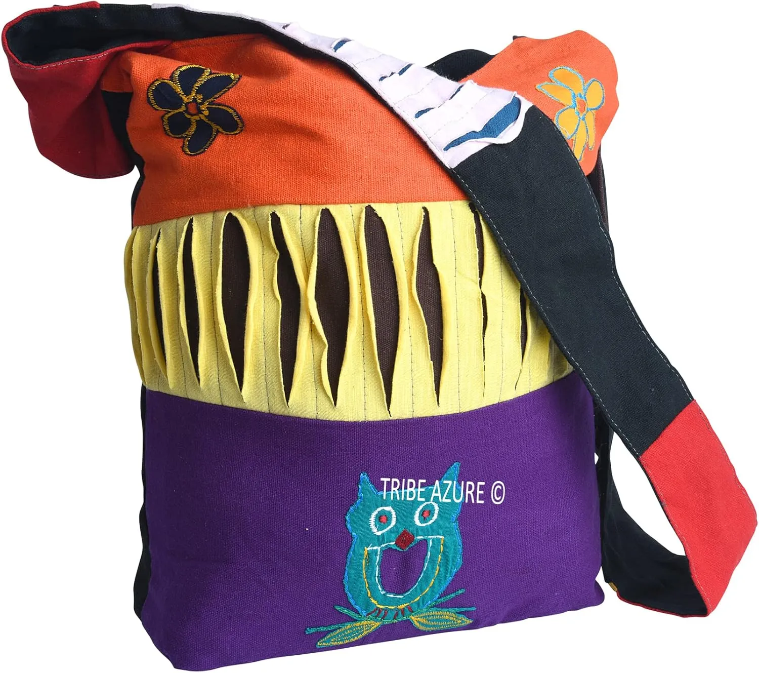 Blue Red Hobo Cotton Sling Cross Body Messenger Shoulder Bag Hippie Boho Bohemian Light Roomy Spacious