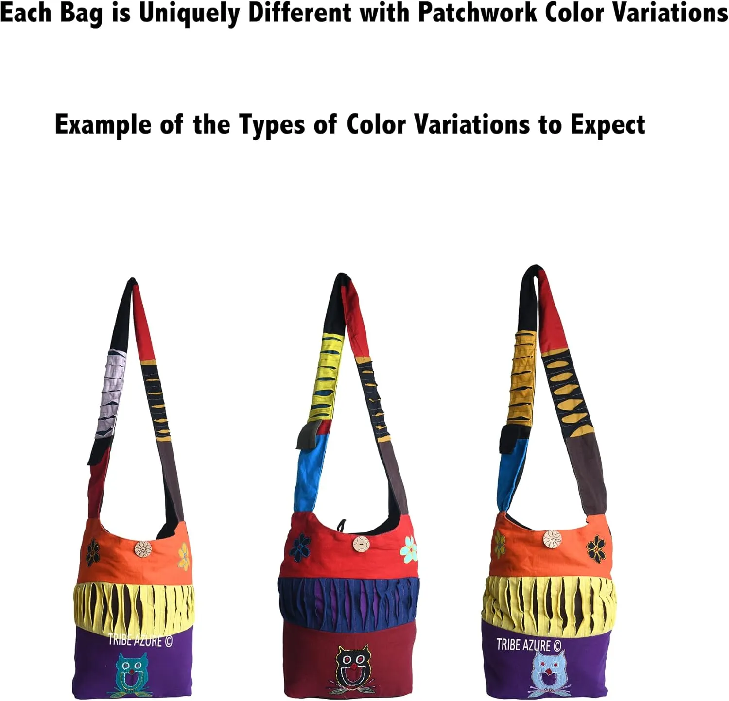 Blue Red Hobo Cotton Sling Cross Body Messenger Shoulder Bag Hippie Boho Bohemian Light Roomy Spacious