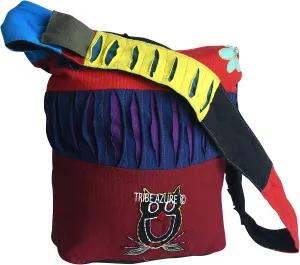 Blue Red Hobo Cotton Sling Cross Body Messenger Shoulder Bag Hippie Boho Bohemian Light Roomy Spacious