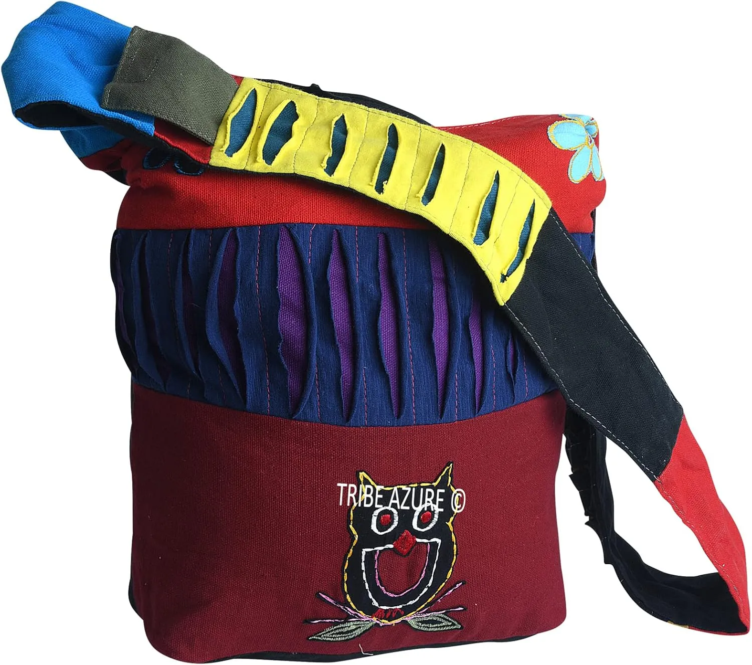 Blue Red Hobo Cotton Sling Cross Body Messenger Shoulder Bag Hippie Boho Bohemian Light Roomy Spacious