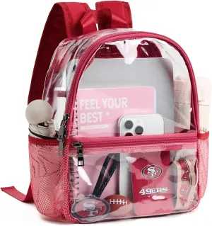 Bluome Clear Backpack with Wider Shoulder Straps - Small, Stadium Bag for Sport Events, Festivals, Concerts, Red