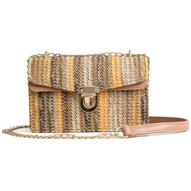 Bohemian Vintage Style Straw Crossbody Handbag