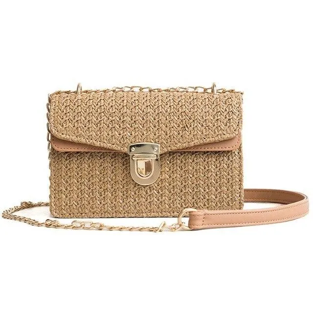 Bohemian Vintage Style Straw Crossbody Handbag
