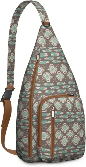 Boho Chic Crossbody Bag Vintage Waterproof Sling Bag Backpack for Men Women Daypack for Hiking Cycling Outdoor Activities