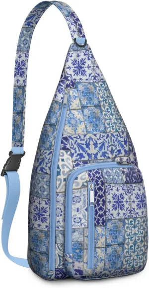 Boho Chic Crossbody Bag Vintage Waterproof Sling Bag Backpack for Men Women Daypack for Hiking Cycling Outdoor Activities