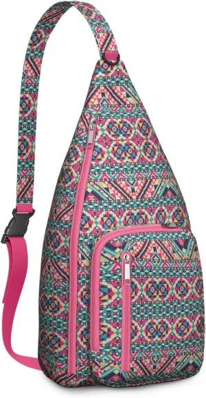 Boho Chic Crossbody Bag Vintage Waterproof Sling Bag Backpack for Men Women Daypack for Hiking Cycling Outdoor Activities