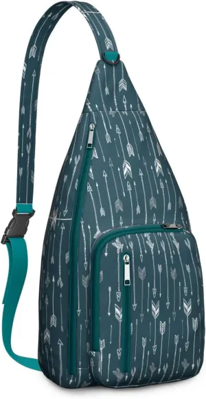 Boho Chic Crossbody Bag Vintage Waterproof Sling Bag Backpack for Men Women Daypack for Hiking Cycling Outdoor Activities