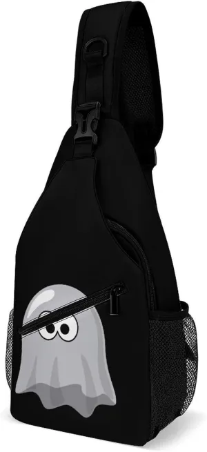 Boo Ghostly Crossbody Sling Bag for Men Women Lightweight Chest Bag Sling Backpack for Hiking Travel