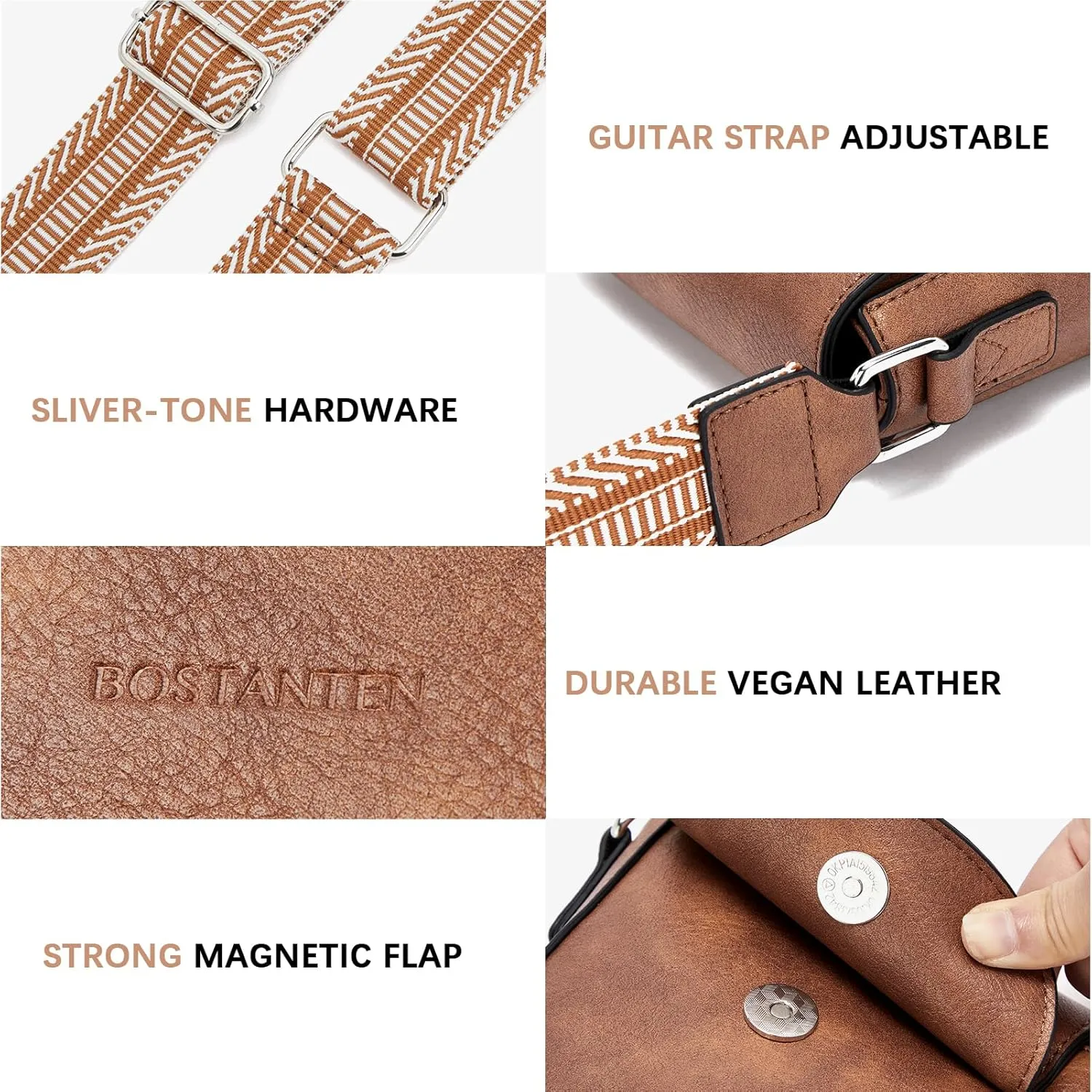 BOSTANTEN Small Crossbody Bags for Women Cell Phone Purse Leather Wallet Handbags with Card Slots