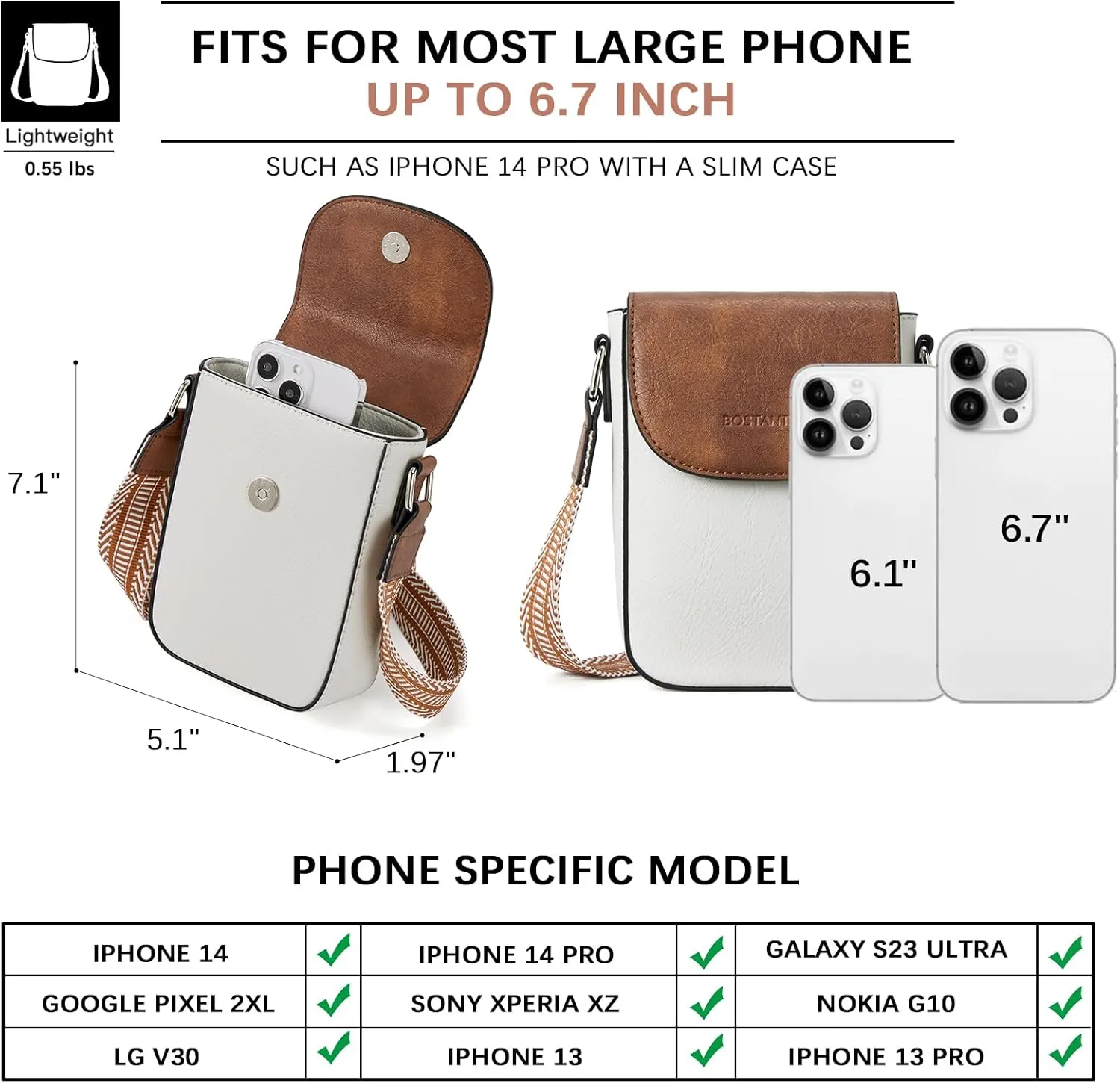 BOSTANTEN Small Crossbody Bags for Women Cell Phone Purse Leather Wallet Handbags with Card Slots