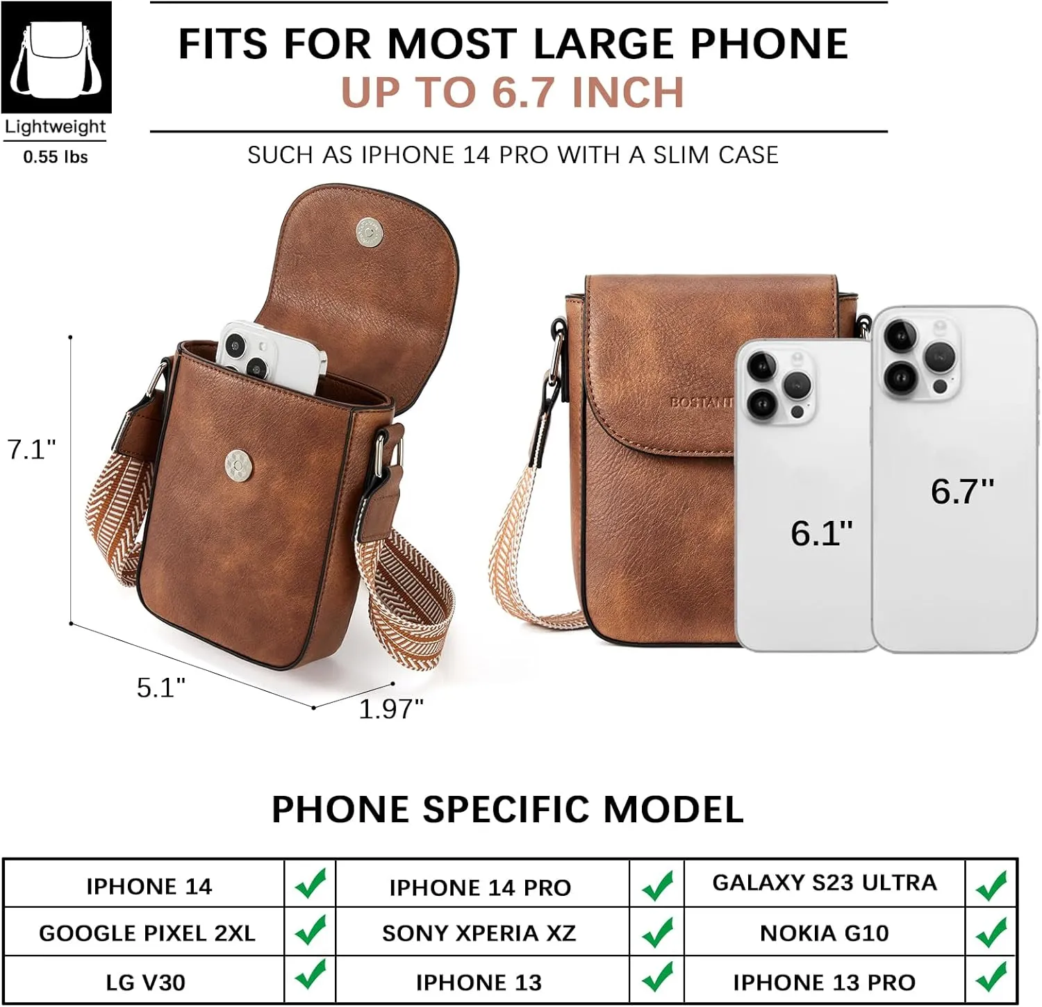 BOSTANTEN Small Crossbody Bags for Women Cell Phone Purse Leather Wallet Handbags with Card Slots