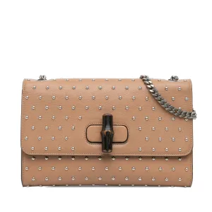 Brown Gucci Medium Leather Studded Miss Bamboo Crossbody