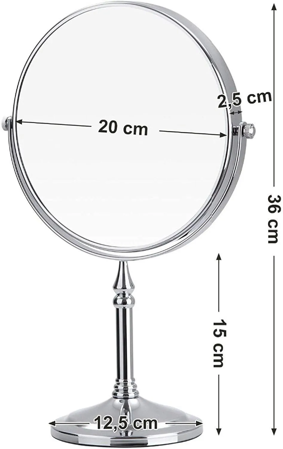 Brushed Nickel Tabletop Makeup Mirror, 360°Swivel Double Side Beauty Cosmetic Mirror, Magnification Shaving Mirror for Table, HD Standing Vanity Mirror for Beauty Salon,8inch,5X