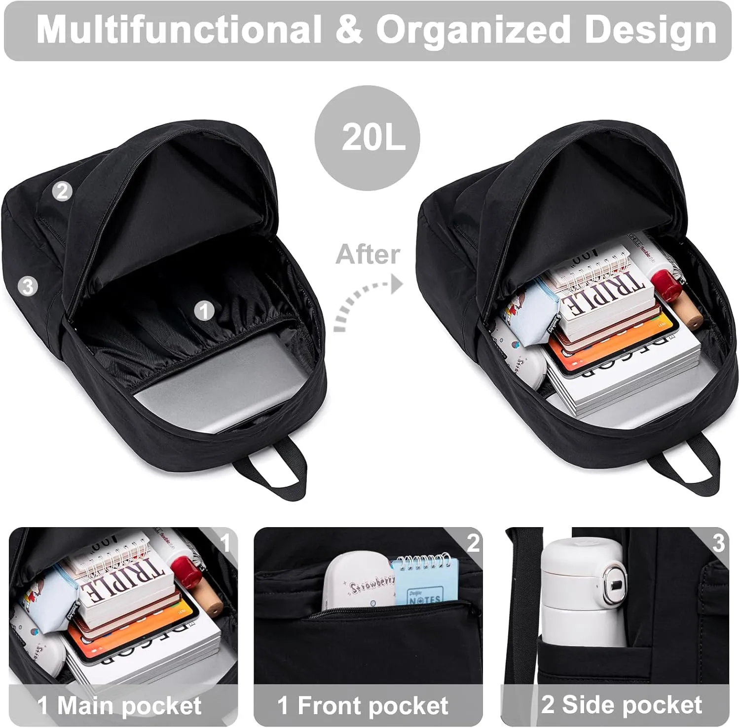 BTOOP School Backpack for Teen Girls Women Laptop College Backpacks Keychain Wristlet Wallet Girls Women Casual High School