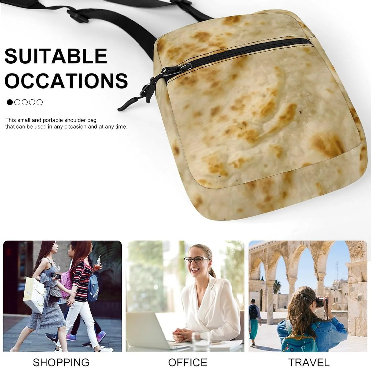 Burritos Giant Tortilla Crossbody Bag Small Shoulder Bag Waterproof, Lightweight And Convenient