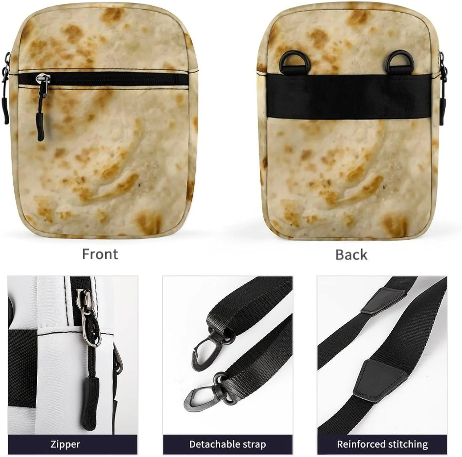 Burritos Giant Tortilla Crossbody Bag Small Shoulder Bag Waterproof, Lightweight And Convenient