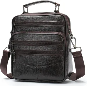 Business Bag Vertical Bag Shoulder Bag Men's Crossbody Bag Top Layer Casual Small Bag(D)