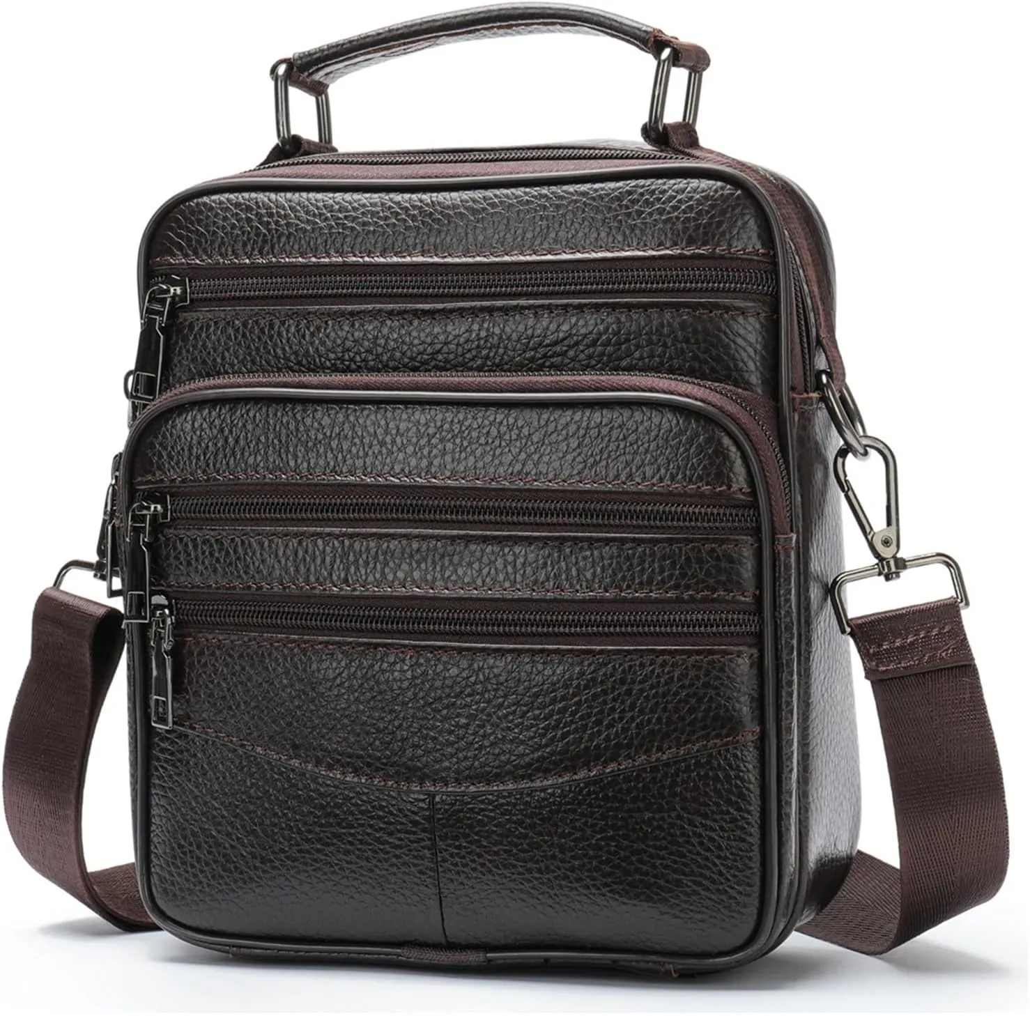 Business Bag Vertical Bag Shoulder Bag Men's Crossbody Bag Top Layer Casual Small Bag(D)