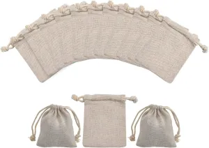 calary 50pcs Double Canvas Drawstring Gift Bag Cotton Pouch Gift Sachet Bags Muslin Bag Reusable Tea Bag 5x7 Inch