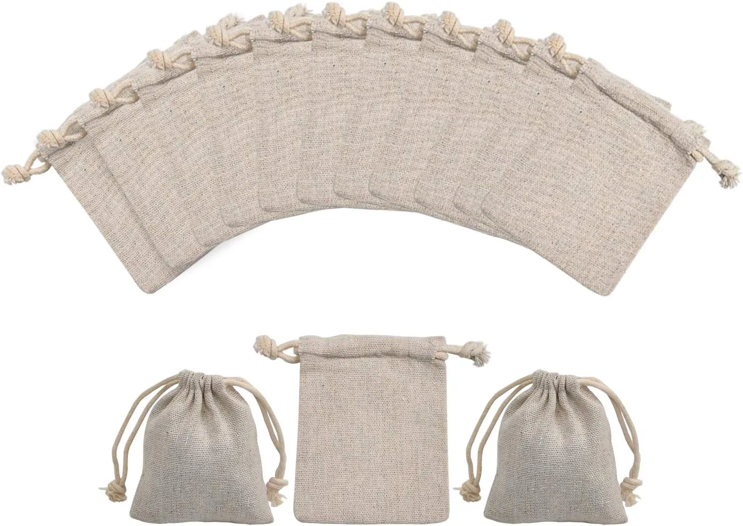 calary 50pcs Double Canvas Drawstring Gift Bag Cotton Pouch Gift Sachet Bags Muslin Bag Reusable Tea Bag 5x7 Inch
