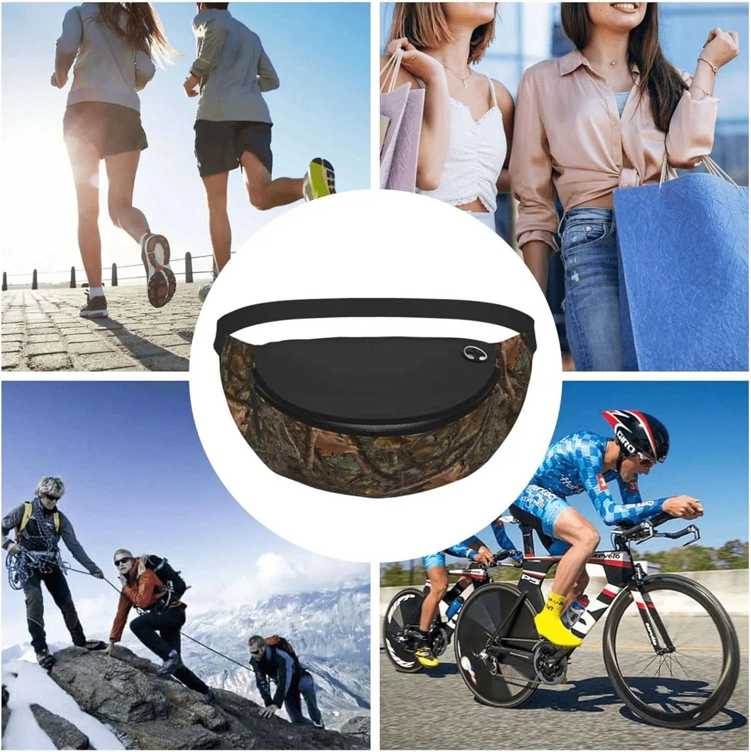 Camo Hunting Fanny Pack Waist Bag Adjustable Belt Bag For Men Women Traveling Hiking Cycling Running