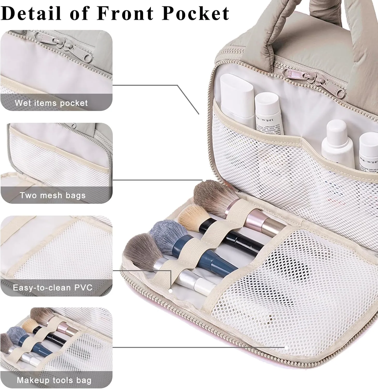 CAMTOP Travel Toiletry Bag for Women Travel Toiletry Organizer Lightweight Large Wide-open Makeup Bag Large Capacity Qulited Cosmetic Bag Puffy for Essentials Organizer (Purple-Grey)