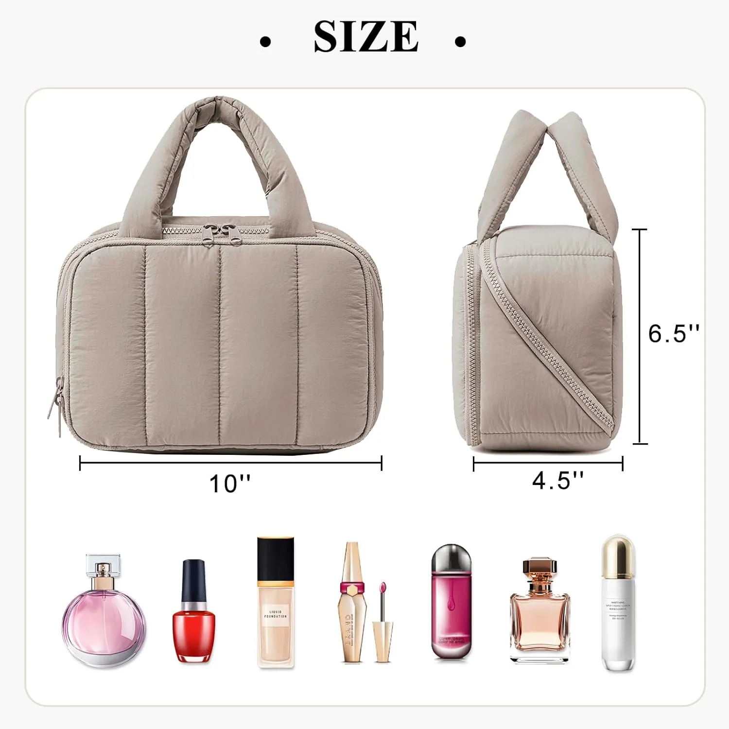 CAMTOP Travel Toiletry Bag for Women Travel Toiletry Organizer Lightweight Large Wide-open Makeup Bag Large Capacity Qulited Cosmetic Bag Puffy for Essentials Organizer (Purple-Grey)
