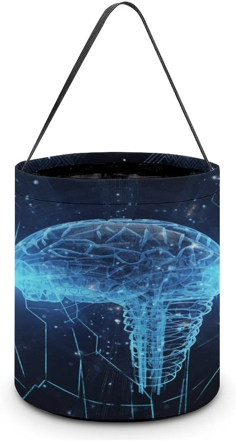 Candy Basket, Intelligence Brain Printed Candy Basket,trick Or Treat Handbag,portable Candy Basket
