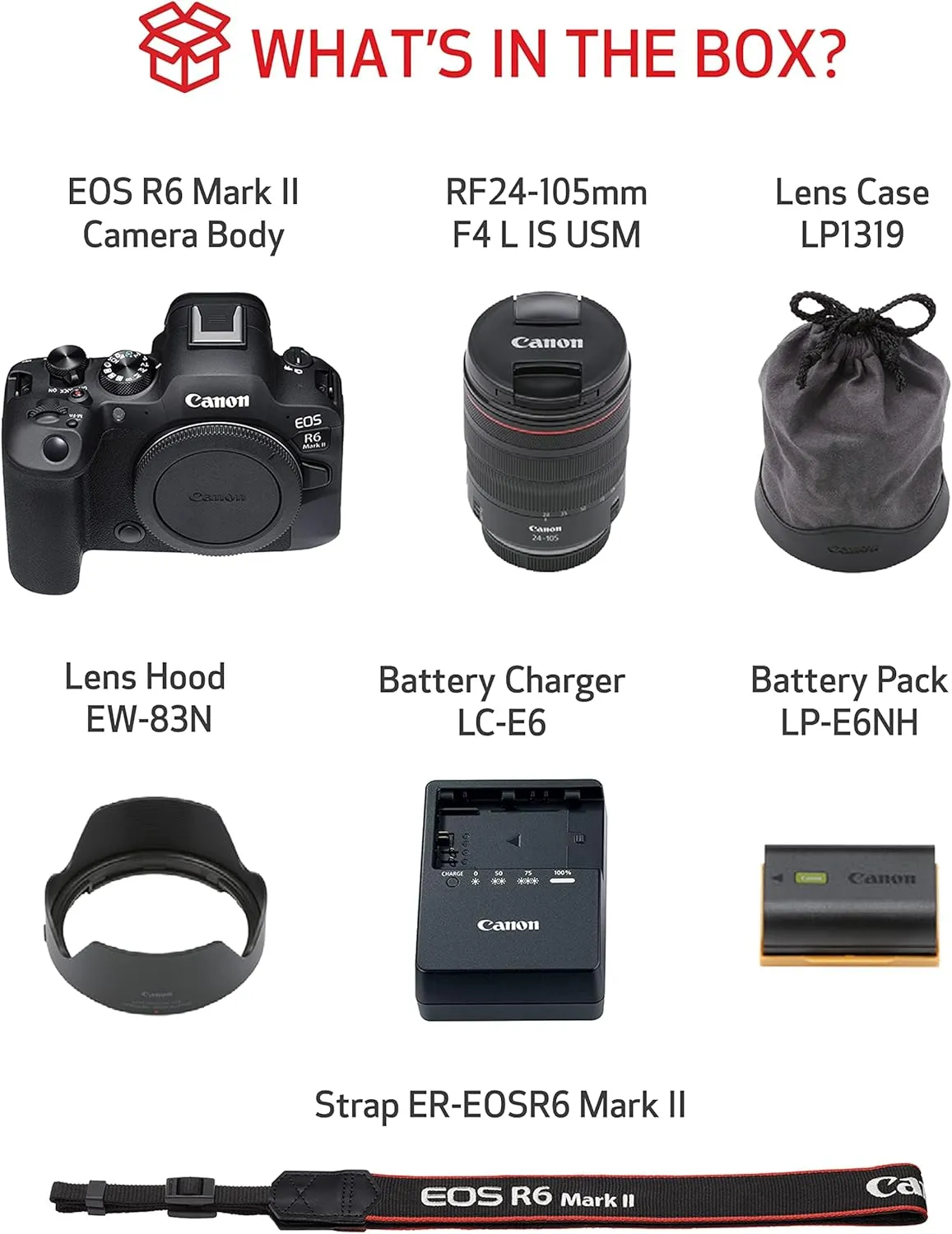 Canon EOS R6 Mark II Mirrorless Camera RF24-105mm F4 L USM Lens Kit, Hybrid Full-Frame Camera, 24.2 Megapixel CMOS Sensor. Photo and Video Camera Capabilities, RF Mount, Black