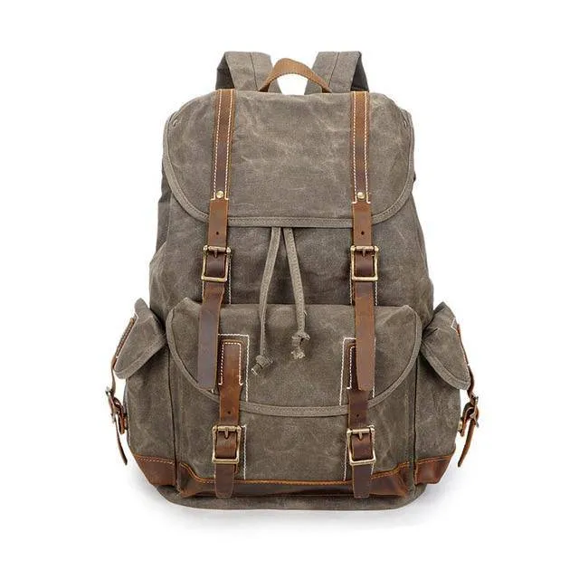 Canvas Leather 14 inch Laptop and Luggage Backpack 20 to 35 Litre